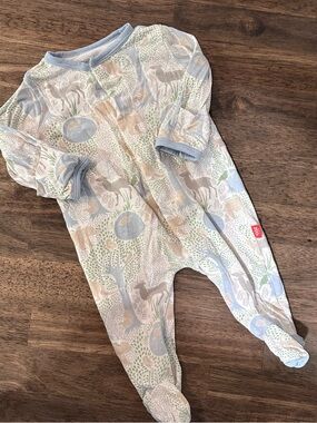 Magnetic me Blue Woodland Animal Print One-Piece for Kids